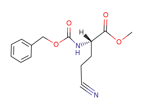 Molecular Structure of 30134-53-3 (Butanoic acid, 4-cyano-2-[[(phenylmethoxy)carbonyl]amino]-, methyl
ester, (2S)-)