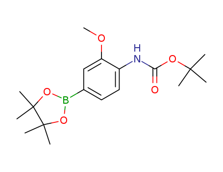 TERT-BUTYL (2-METHOXY-4-(4,4,5,5-TETRAMETHYL-1,3,2-DIOXABOROLAN-2-YL)PHENYL)CARBAMATE  CAS NO.262433-02-3