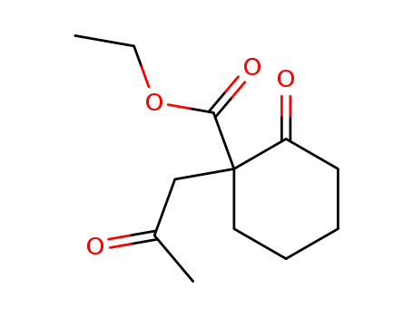 Molecular Structure of 24731-07-5 (Cyclohexanecarboxylic acid, 2-oxo-1-(2-oxopropyl)-, ethyl ester)