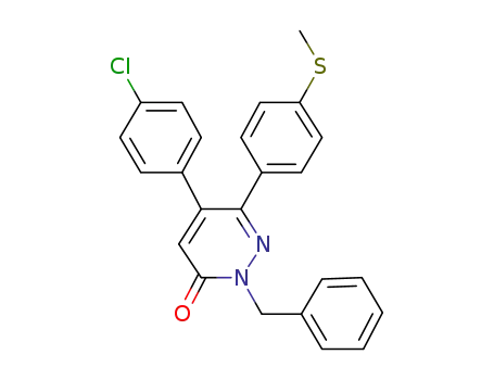Molecular Structure of 225666-85-3 (3(2H)-Pyridazinone,5-(4-chlorophenyl)-6-[4-(methylthio)phenyl]-2-(phenylmethyl)-)