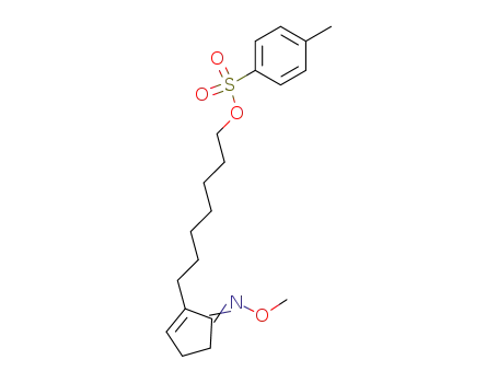 Molecular Structure of 41301-75-1 (2-Cyclopenten-1-one, 2-[7-[[(4-methylphenyl)sulfonyl]oxy]heptyl]-,
O-methyloxime)