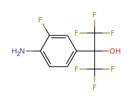 Molecular Structure of 1355338-16-7 (2-(4-aMino-3-fluorophenyl)-1,1,1,3,3,3-hexafluoropropan-2-ol)