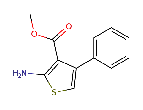Molecular Structure of 67171-55-5 (METHYL 2-AMINO-4-PHENYLTHIOPHENE-3-CARBOXYLATE)