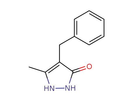 Molecular Structure of 112701-03-8 (3H-Pyrazol-3-one, 1,2-dihydro-5-methyl-4-(phenylmethyl)-)