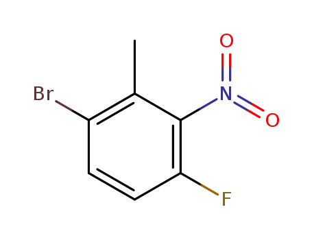 Molecular Structure of 1227210-35-6 (1-broMo-4-fluoro-2-Methyl-3-nitrobenzene)