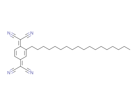 Molecular Structure of 101853-36-5 (Propanedinitrile,
2,2'-(2-octadecyl-2,5-cyclohexadiene-1,4-diylidene)bis-)