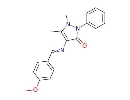 Molecular Structure of 32061-14-6 (4-{[(E)-(4-methoxyphenyl)methylidene]amino}-1,5-dimethyl-2-phenyl-1,2-dihydro-3H-pyrazol-3-one)