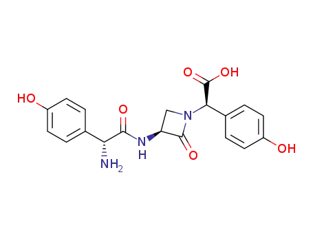 Molecular Structure of 65309-11-7 ((3S,αR)-3-[[(R)-Amino(4-hydroxyphenyl)acetyl]amino]-α-(4-hydroxyphenyl)-2-oxo-1-azetidineacetic acid)