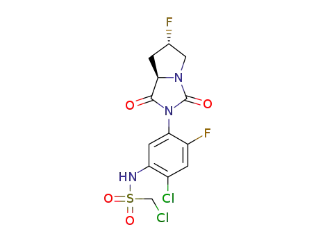 Molecular Structure of 190314-43-3 (1-chloro-N-{2-chloro-4-fluoro-5-[(6S,7aR)-6-fluoro-1,3-dioxotetrahydro-1H-pyrrolo[1,2-c]imidazol-2(3H)-yl]phenyl}methanesulfonamide)