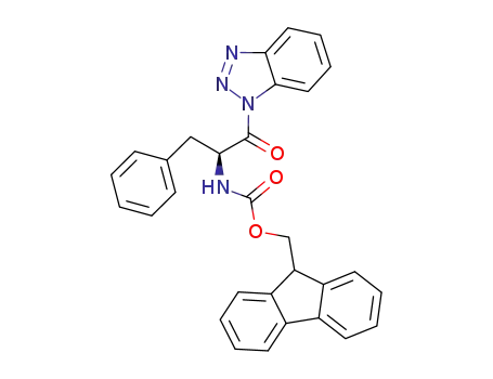 Molecular Structure of 860800-19-7 (9H-fluoren-9-ylmethyl N-[(1S)-1-benzyl-2-benzotriazol-1-yl-2-oxoethyl]carbamate)