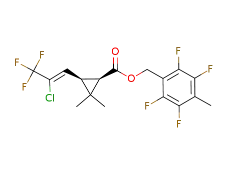 Molecular Structure of 391634-71-2 (Cyclopropanecarboxylic acid,
3-[(1Z)-2-chloro-3,3,3-trifluoro-1-propenyl]-2,2-dimethyl-,
(2,3,5,6-tetrafluoro-4-methylphenyl)methyl ester, (1R,3R)-)
