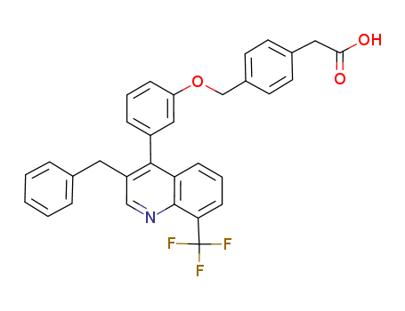 Benzeneacetic acid, 4-[[3-[3-(phenylmethyl)-8-(trifluoromethyl)-4-quinolinyl]phenoxy]methyl]-