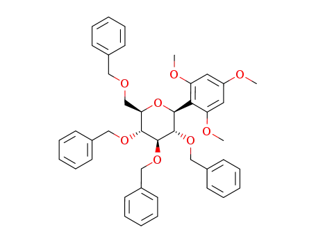 Molecular Structure of 82300-67-2 (1-deoxy-1-(C-2',4',6'-trimethoxyphenyl) 2,3,4,6-tetra-O-benzyl-β-D-glucopyranoside)