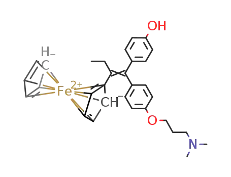 1-[(4-(3-dimethylaminopropyloxy)phenyl)]-1’-(hydroxyphenyl)-2-ferrocenylbut-1-ene