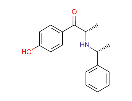 Molecular Structure of 635304-65-3 ((2S)-1-(4-hydroxyphenyl)-2-[((1R)-phenylethyl)amino]-1-propanone)