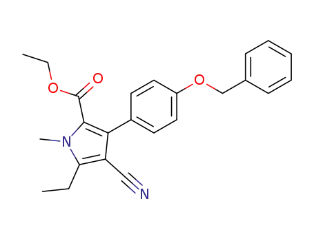 Molecular Structure of 851193-71-0 (1H-Pyrrole-2-carboxylic acid,
4-cyano-5-ethyl-1-methyl-3-[4-(phenylmethoxy)phenyl]-, ethyl ester)