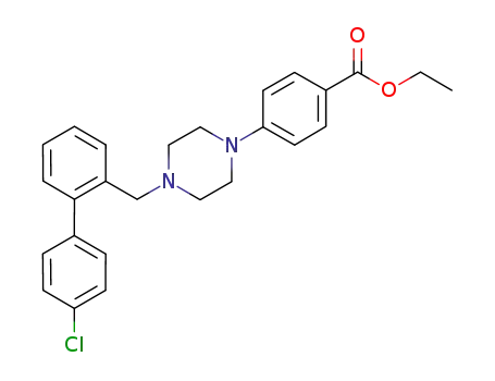 Molecular Structure of 926934-07-8 (4-[4-(4'-chloro-biphenyl-2-ylmethyl)-piperazin-1-yl]-benzoic acid ethyl ester)