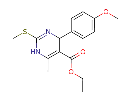 Molecular Structure of 324037-46-9 (5-Pyrimidinecarboxylic acid,
1,4-dihydro-4-(4-methoxyphenyl)-6-methyl-2-(methylthio)-, ethyl ester)