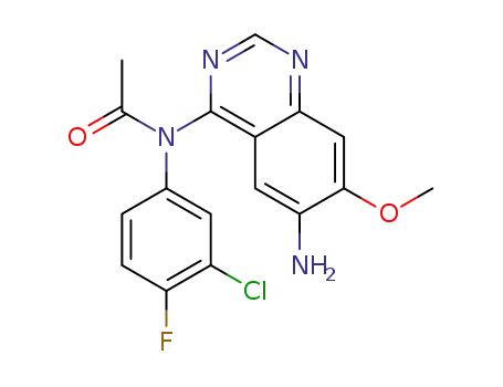 Molecular Structure of 869199-62-2 (N-(6-amino-7-methoxy-quinazolin-4-yl)-N-(3-chloro-4-fluoro-phenyl)-acetamide)