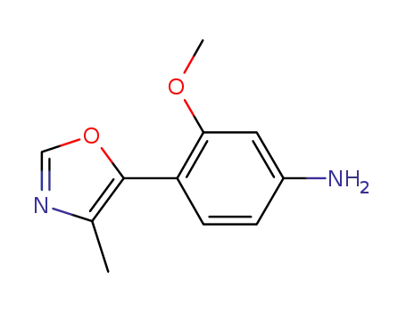 Molecular Structure of 1239719-44-8 (3-methoxy-4-(4-methyloxazol-5-yl)aniline)