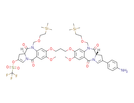 (S)-8-(3-(((S)-2-(4-aminophenyl)-7-methoxy-5,11-dioxo-10-((2-(trimethylsilyl)ethoxy)methyl)-5,10,11,11a-tetrahydro-1H-benzo[e]pyrrolo[1,2-a][1,4]diazepin-8-yl)oxy)propoxy)-7-methoxy-5,11-dioxo-10-((2-(trimethylsilyl)ethoxy)methyl)-5,10,11,11a-tetrahydro-1H-benzo[e]pyrrolo[1,2-a][1,4]diazepin-2-yl trifluoromethanesulfonate