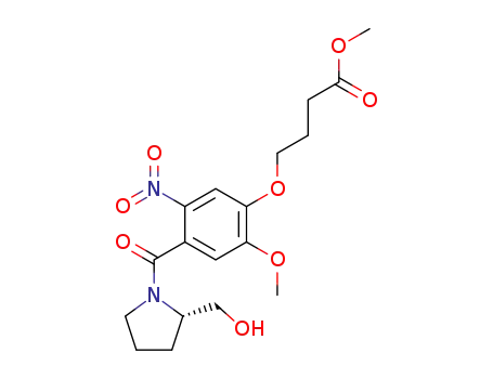 Molecular Structure of 909415-14-1 (4-[4-((2S)-2-hydroxymethylpyrrolidine-1-carbonyl)-2-methoxy-5-nitrophenoxy]butanoic acid methyl ester)