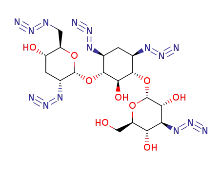 Molecular Structure of 468065-22-7 (O-3-azido-3-deoxy-α-D-glucopyranosyl-(1→6)-O-[2,6-diazido-2,3,6-trideoxy-α-D-ribo-hexopyranosyl-(1→4)]-1,3-diazido-1,2,3-trideoxy-D-myo-inositol)