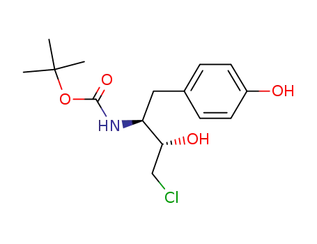 Molecular Structure of 620176-91-2 ((2S,3S)-N-tert-butoxycarbonyl-3-amino-4-(4-hydroxyphenyl)-1-chloro-2-hydroxybutane)