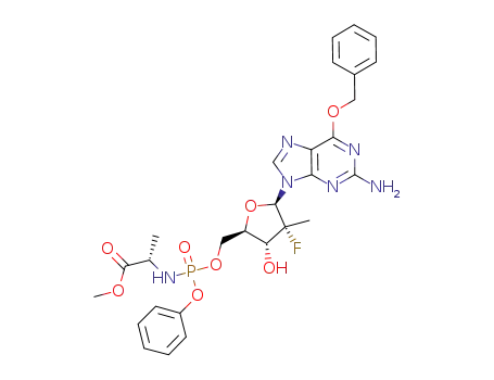 (2S)-methyl 2-((((2R,3R,4R,5R)-5-(2-amino-6-(benzyloxy)-9H-purin-9-yl)-4-fluoro-3-hydroxy-4-methyltetrahydrofuran-2-yl)methoxy)(phenoxy)phosphorylamino)propanoate