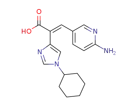 Molecular Structure of 1375150-71-2 ((E)-3-(6-amino-pyridin-3-yl)-2-(1-cyclohexyl-1H-imidazol-4-yl)-acrylic acid)