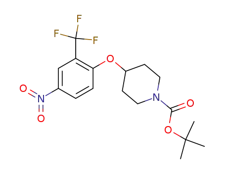 Molecular Structure of 325457-61-2 (1-Piperidinecarboxylic acid, 4-[4-nitro-2-(trifluoromethyl)phenoxy]-,
1,1-dimethylethyl ester)