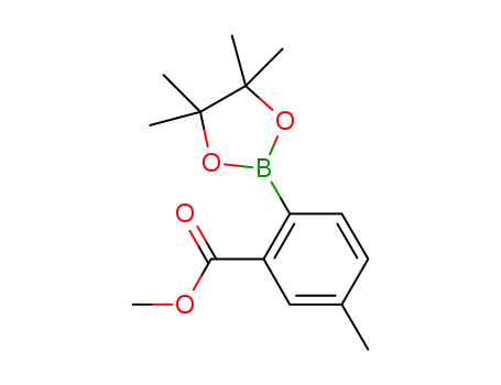 Molecular Structure of 1088994-18-6 (methyl 5-methyl-2-(4,4,5,5-tetramethyl-1,3,2-dioxaborolan-2-yl)benzoate)
