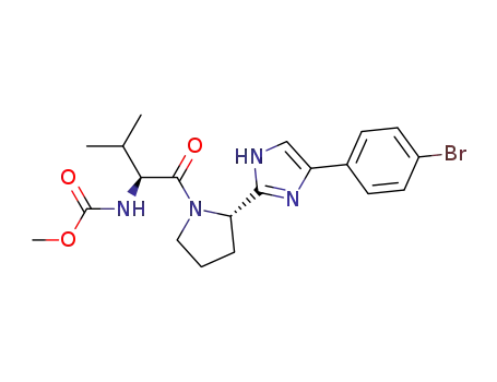 Molecular Structure of 1228552-27-9 (Methyl ((S)-1-((S)-2-(4-(4-broMophenyl)-1H-iMidazol-2-yl)pyrrolidin-1-yl)-3-Methyl-1-oxobutan-2-yl)carbaMate)