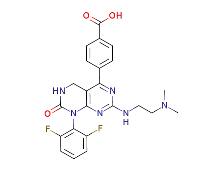 Molecular Structure of 911370-68-8 (4-(8-(2,6-difluorophenyl)-2-{[2-(dimethylamino)ethyl]amino}-7-oxo-5,6,7,8-tetrahydropyrimido[4,5-d]pyrimidin-4-yl)benzoic acid)