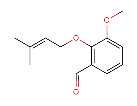 Molecular Structure of 92736-73-7 (Benzaldehyde, 3-methoxy-2-[(3-methyl-2-butenyl)oxy]-)