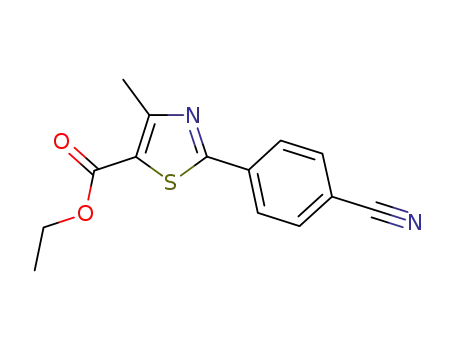 Molecular Structure of 648882-58-0 (5-Thiazolecarboxylic acid, 2-(4-cyanophenyl)-4-methyl-, ethyl ester)
