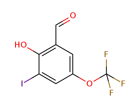 Molecular Structure of 775330-11-5 (2-hydroxy-3-iodo-5-(trifluoromethoxy) benzaldehyde)