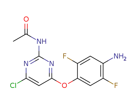 Molecular Structure of 1345847-67-7 (N-[4-(4-amino-2,5-difluorophenoxy)-6-chloropyrimidin-2-yl]acetamide)