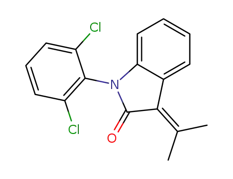 Molecular Structure of 869741-84-4 (1-(2,6-Dichlorophenyl)-3-isopropylidene-1,3-di-hydro-2H-indol-2-one)