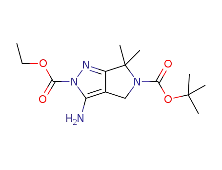 Molecular Structure of 718632-46-3 (Pyrrolo[3,4-c]pyrazole-2,5(4H,6H)-dicarboxylic acid ,3-amino-6,6-dimethyl-,5-(1,1-dimethylethyl)2-ethyl ester)