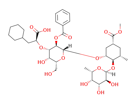 {(1R,3R,4R,5S)-4-[(α-L-fucopyranosyl)oxy]-1-methoxycarbonyl-5-methylcyclohex-3-yl} 2-O-benzoyl-3-O-[(1S)-1-carboxy-2-cyclohexylethyl]-β-D-galactopyranoside