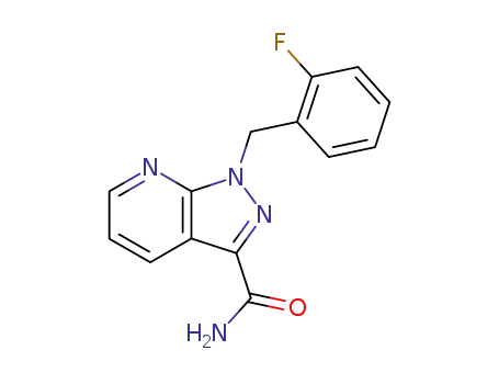 Molecular Structure of 256376-62-2 (1-(2-Fluorobenzyl)-1H-pyrazolo[3,4-b]pyridine-3-carboxaMide)