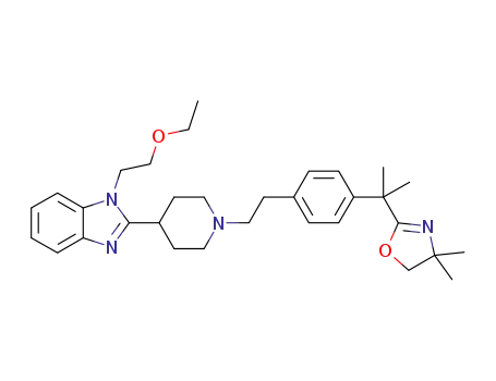 Molecular Structure of 202189-77-3 (2-(2-(4-(2-(4-(1-(2-ethoxyethyl)-1H-benzo[d]imidazol-2-yl)piperidin-1-yl)ethyl)phenyl)propan-2-yl)-4,4-dimethyl-4,5-dihydrooxazole)