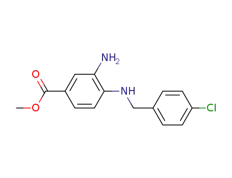 Molecular Structure of 174422-23-2 (Benzoic acid, 3-amino-4-[[(4-chlorophenyl)methyl]amino]-, methyl ester)