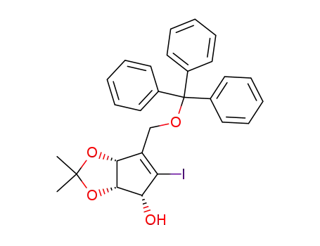 (3aS,4R,6aR)-5-iodo-2,2-dimethyl-6-((trityloxy)methyl)-4,6a-dihydro-3aH-cyclopenta[d][1,3]dioxol-4-ol