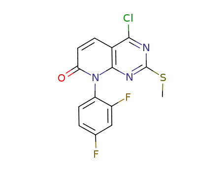Molecular Structure of 911370-03-1 (Pyrido[2,3-d]pyrimidin-7(8H)-one,
4-chloro-8-(2,4-difluorophenyl)-2-(methylthio)-)