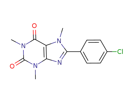 Molecular Structure of 1136519-32-8 (8-(4-chlorophenyl)-1,3,7-trimethyl-1H-purine-2,6(3H,7H)-dione)