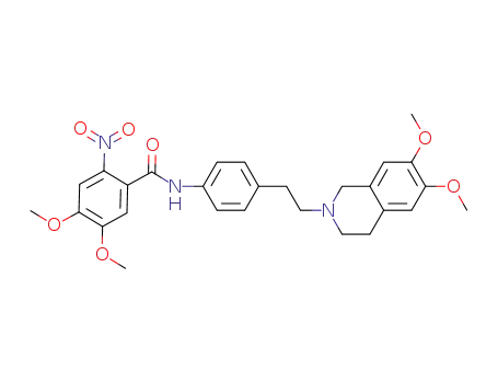 Molecular Structure of 1024592-54-8 (BenzaMide, N-[4-[2-(3,4-dihydro-6,7-diMethoxy-2(1H)-isoquinolinyl)ethyl]phenyl]-4,5-diMethoxy-2-nitro-)
