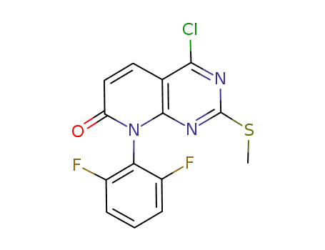 Molecular Structure of 911110-48-0 (Pyrido[2,3-d]pyrimidin-7(8H)-one,
4-chloro-8-(2,6-difluorophenyl)-2-(methylthio)-)
