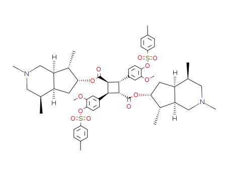 Molecular Structure of 823788-09-6 (bis[(4R,4aS,6R,7S,7aR)-2,4,7-trimethyloctahydro-1H-cyclopenta[c]pyridin-6-yl] 2,4-bis(3-methoxy-4-{[(4-methylphenyl)sulfonyl]oxy}phenyl)cyclobutane-1,3-dicarboxylate)